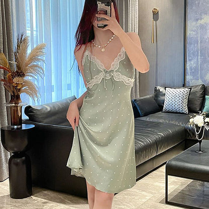 Fashion Polka Dot French Nightdress For Women