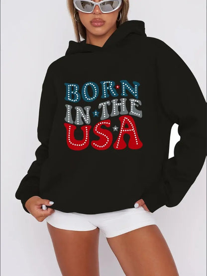 Women's Casual Hoodie With Born In The USA