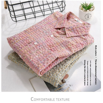 Fashion Trendy Loose Thin Shirt Plaid Men Clothing