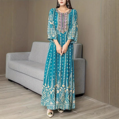 Bohemian Style Dress Ethnic Style Embroidered Large Swing Skirt