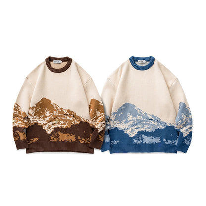 Snow Mountain Gradient Sweater For Men