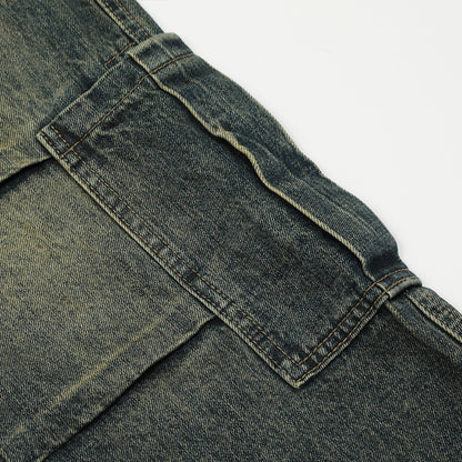 Fashion Washed Yellow Denim Overalls Men