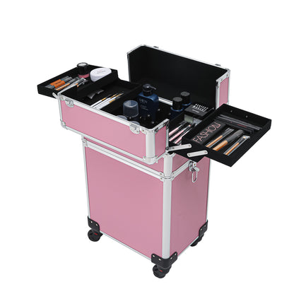 4-in-1 Aluminum Alloy, Trolley, Vanity Case, Embroidery Box