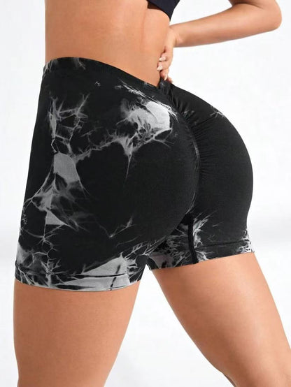 6 PACK Women Workout Shorts Tie Dye Womens Gym Scrunch Butt Lifting Workout Shorts