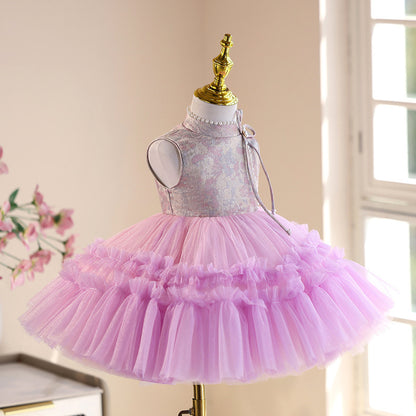Girls’ Princess Dress – Elegant Tulle Tutu Outfit for Piano Performance