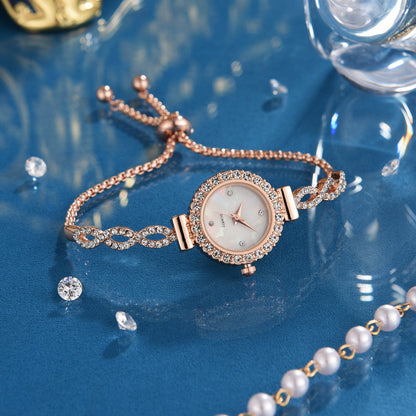 Women’s New Fashion Round Quartz Watch with Adjustable Bracelet