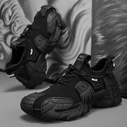 Men’s Trendy Fly Woven Sneakers – Casual Thick Sole Work & Sports Shoes