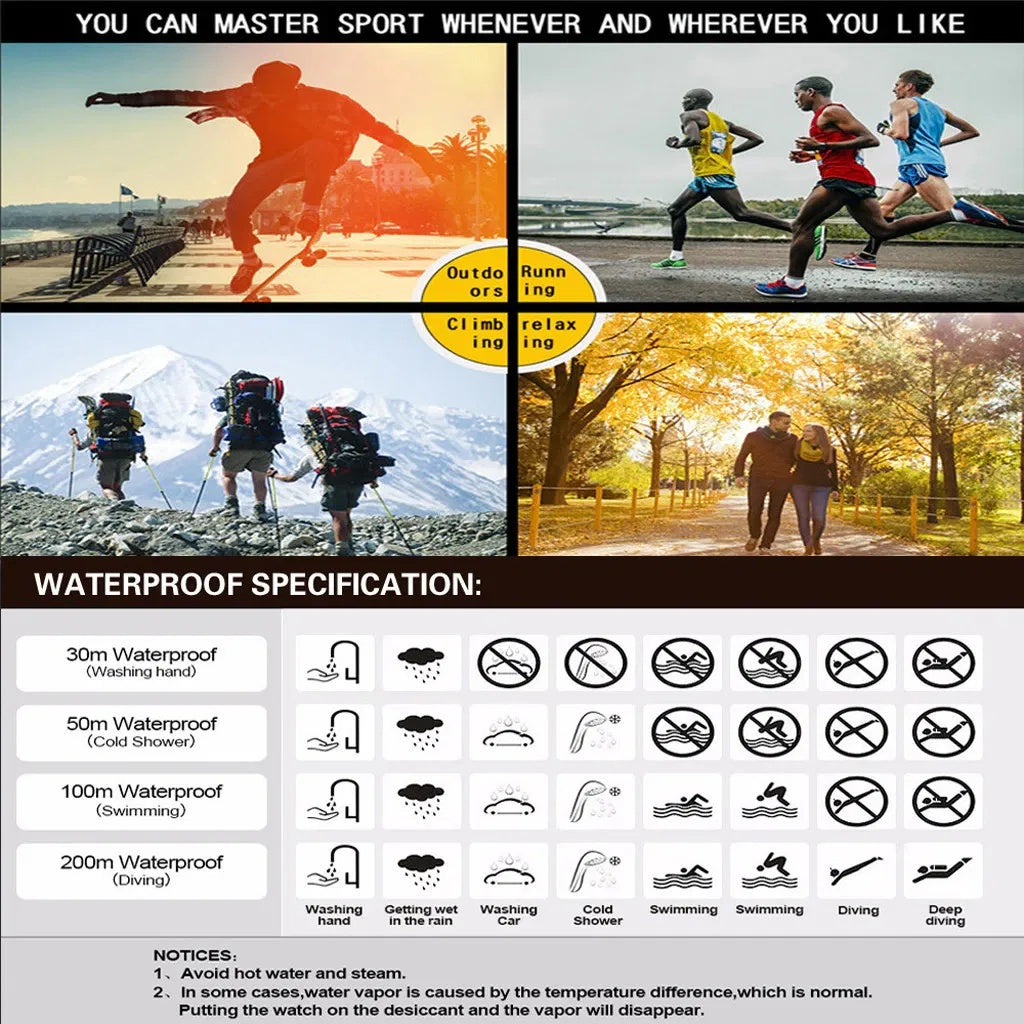 Waterproof Digital Sports Watch Military Tactical LED Backlight Wristwatch for Men