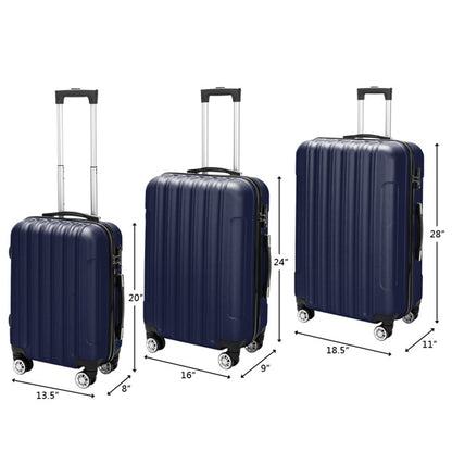 20/24/28 Inch Navy Blue 3-in-1 ABS Aluminum Alloy Spinner Trolley Luggage Set with Handle