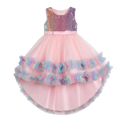 Girls’ Lace Flower Girl Dress – Elegant Catwalk Performance Costume