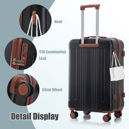 20/24/28 Inch 3-Piece ABS Spinner Luggage Set with TSA Lock & Matching Color Carry-On Suitcase