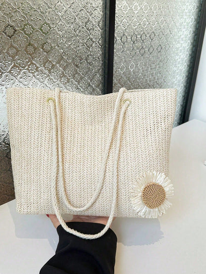 Women’s Large Capacity Shoulder Bag – New Style Korean Woven Tote Handbag