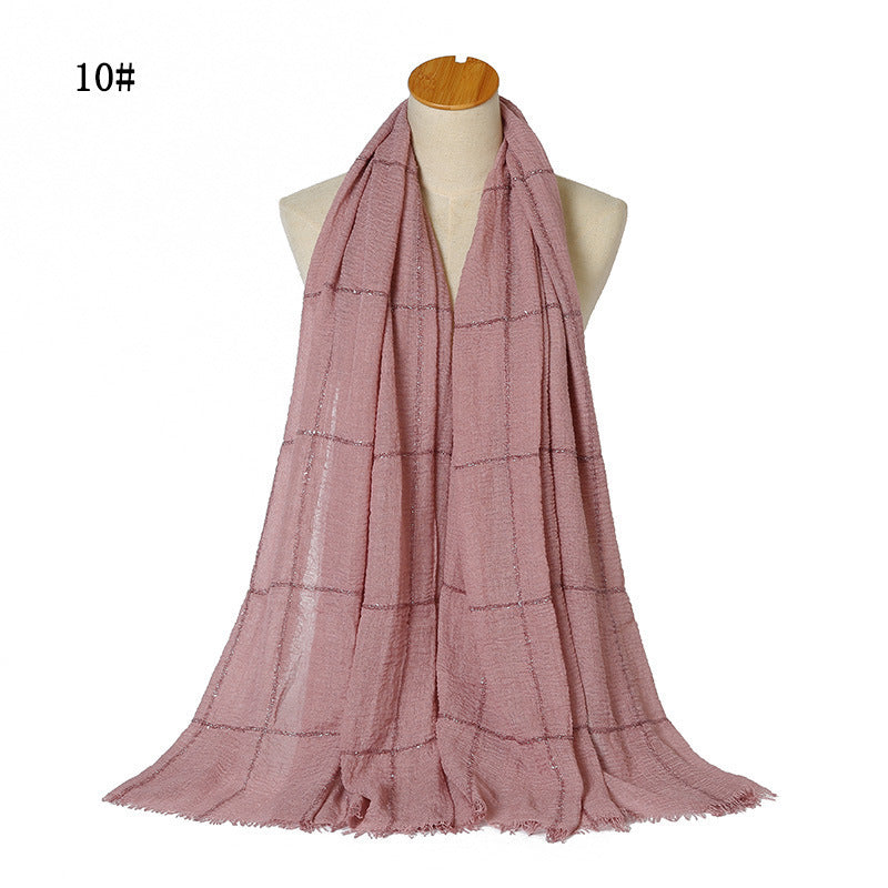 Glitter Lace Lines Sequins Crinkle Crimp Ripped Cotton Turban Hijab