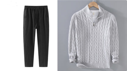 Loose Zip Pullover Knitting Sweater Coat For Men