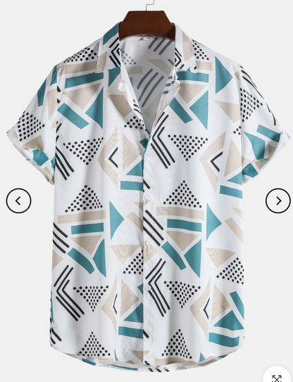 Fashion Men's Art Printed Short Sleeve Shirt