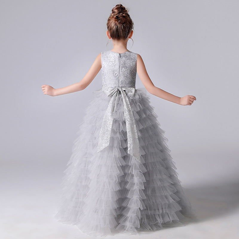 Piano Performance Suit Host Show Puffy Dress