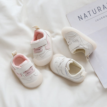 Kids’ White Shoes – Solid Color Soft Bottom Toddler Sneakers for Boys & Girls