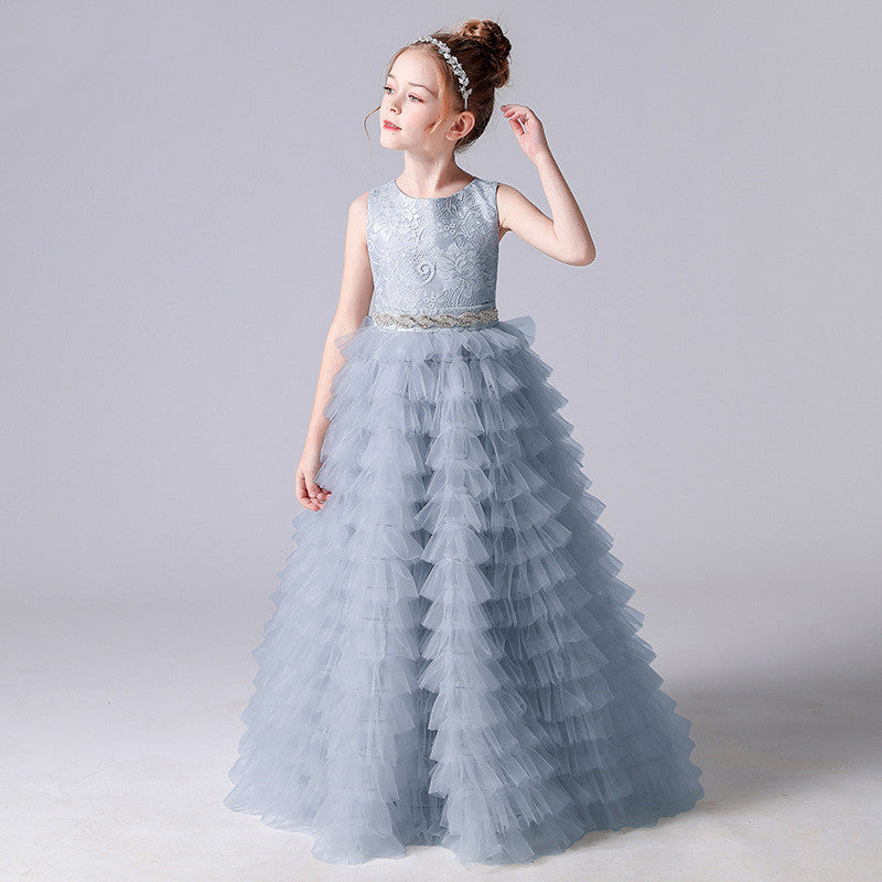 Piano Performance Suit Host Show Puffy Dress