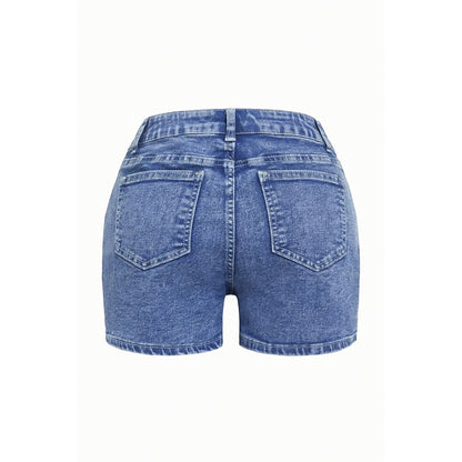 Women’s High-Waist Side Button Denim Shorts