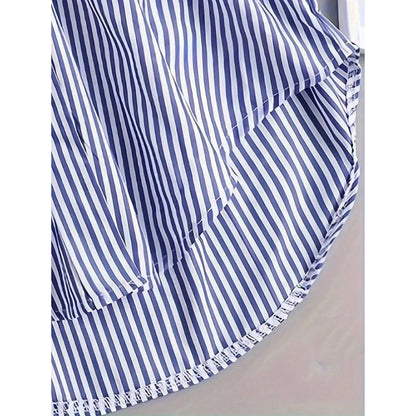 Women Oversized Button Down Striped Shirts