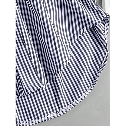 Women Oversized Button Down Striped Shirts