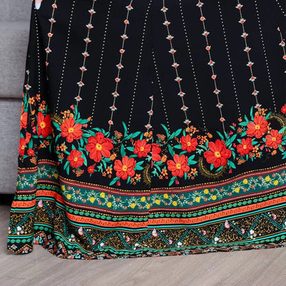 Women's Ethnic Style V-Neck Long Sleeve Dress