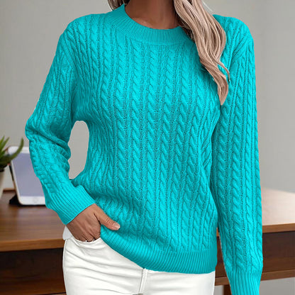 Women's Textured Long Sleeve Sweater Crewneck Pullover Dressy Casual Tops