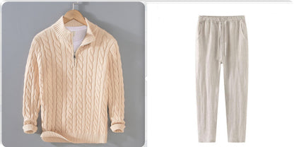 Loose Zip Pullover Knitting Sweater Coat For Men