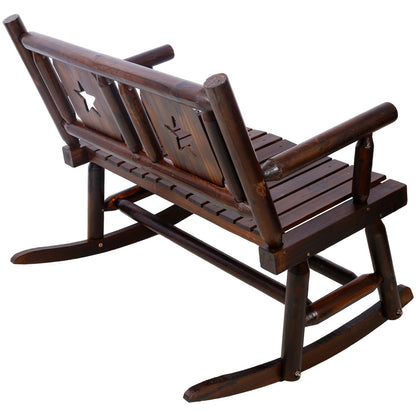 Outdoor Solid Wood Rocking Chair Bench