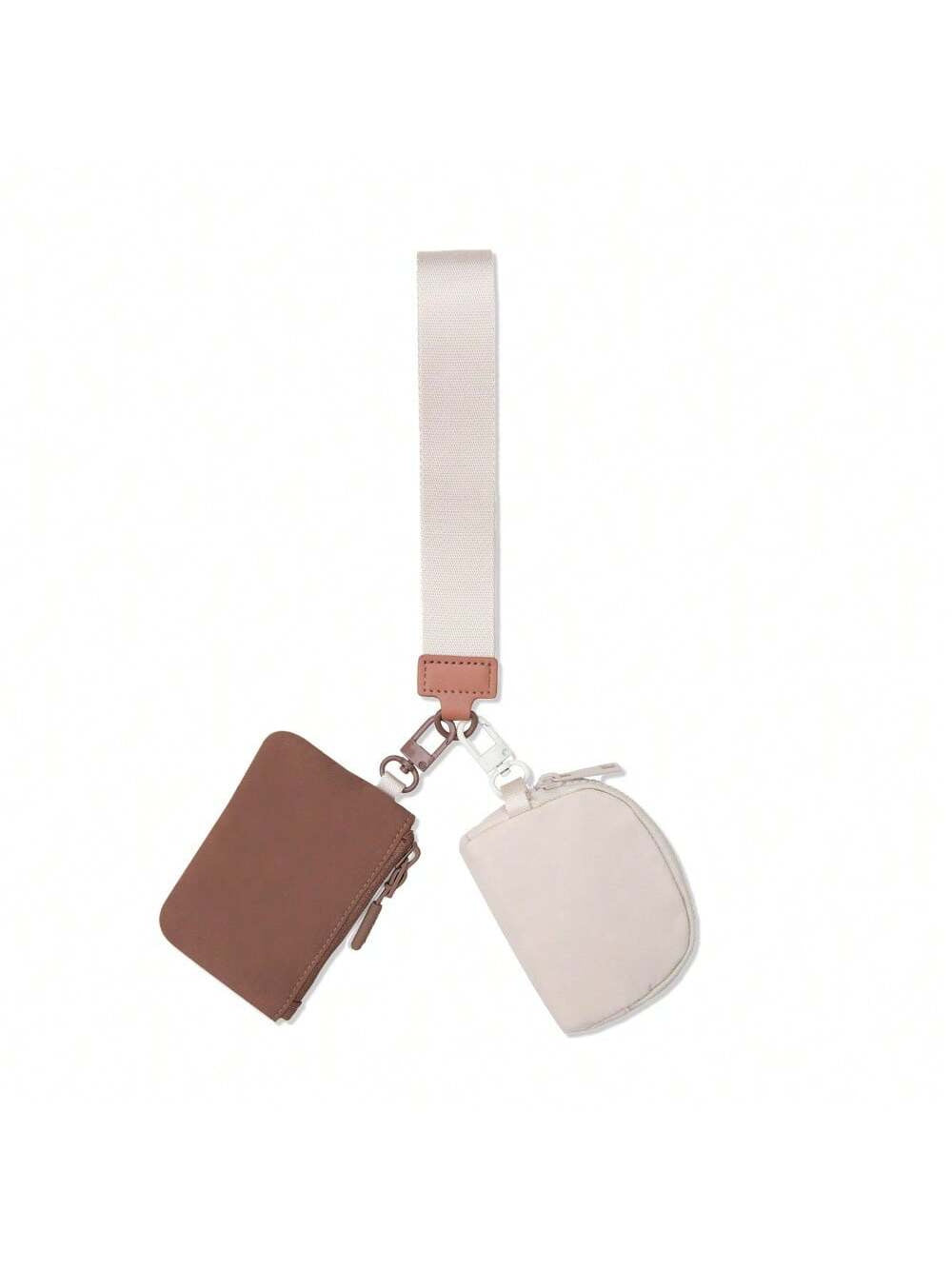 Women’s Keychain Wristlet Wallet – Mini Zip Dual Pouch Purse