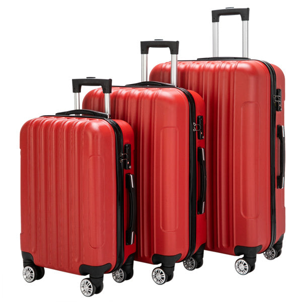 3-Piece Vertical Pattern Spinner Luggage Set with Handle & Universal Wheels-Piece Vertical Pattern Spinner Luggage Set with Handle & Universal Wheels