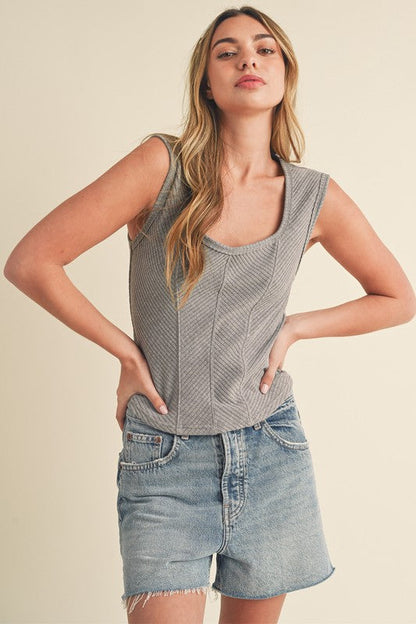 Aemi + Co Exposed Seam Ribbed Wide Strap Tank