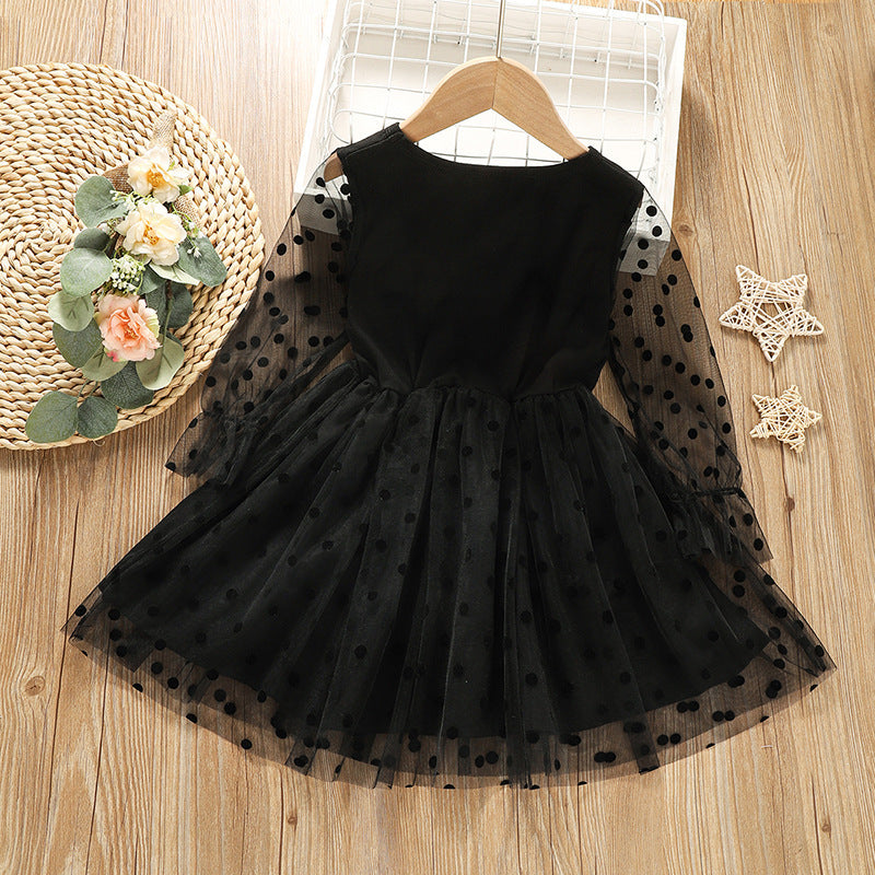 Children's Fashion Polka Dot Lace Long-sleeved Dress