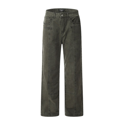 Washing Water Denim Straight-leg Trousers Men