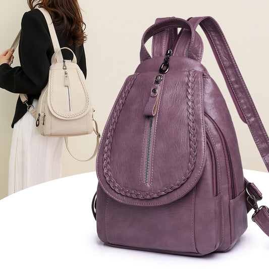 Women’s Soft Leather Backpack – Large Capacity Travel Bag