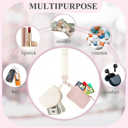 Women’s Keychain Wristlet Wallet – Mini Zip Dual Pouch Purse