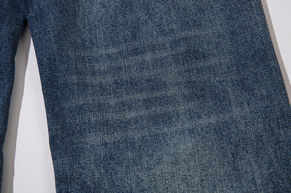 Washing Hole Denim Straight-leg Pants Men