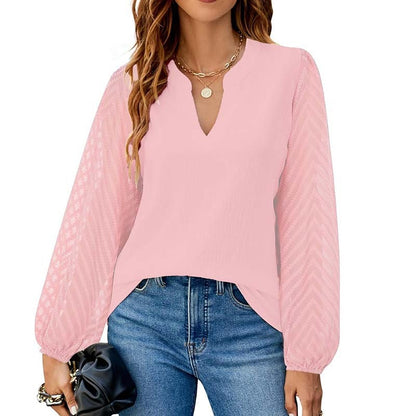 Women's Casual Lace Long Sleeve Chiffon Shirts