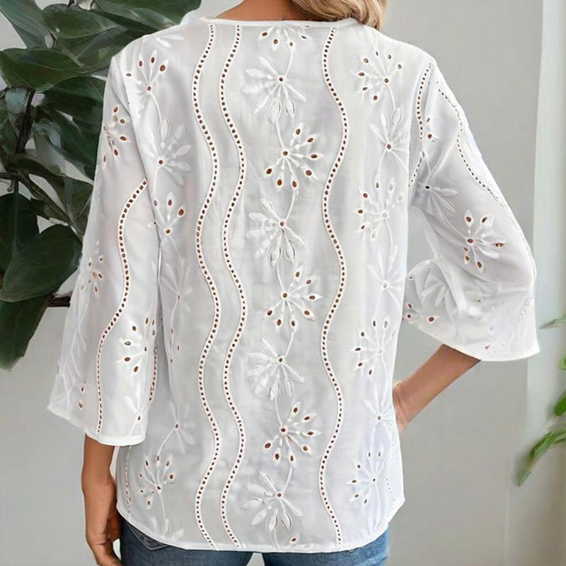 Elegant Women's V-Neck Long Sleeve Blouse