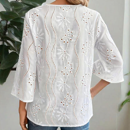Elegant Women's V-Neck Long Sleeve Blouse