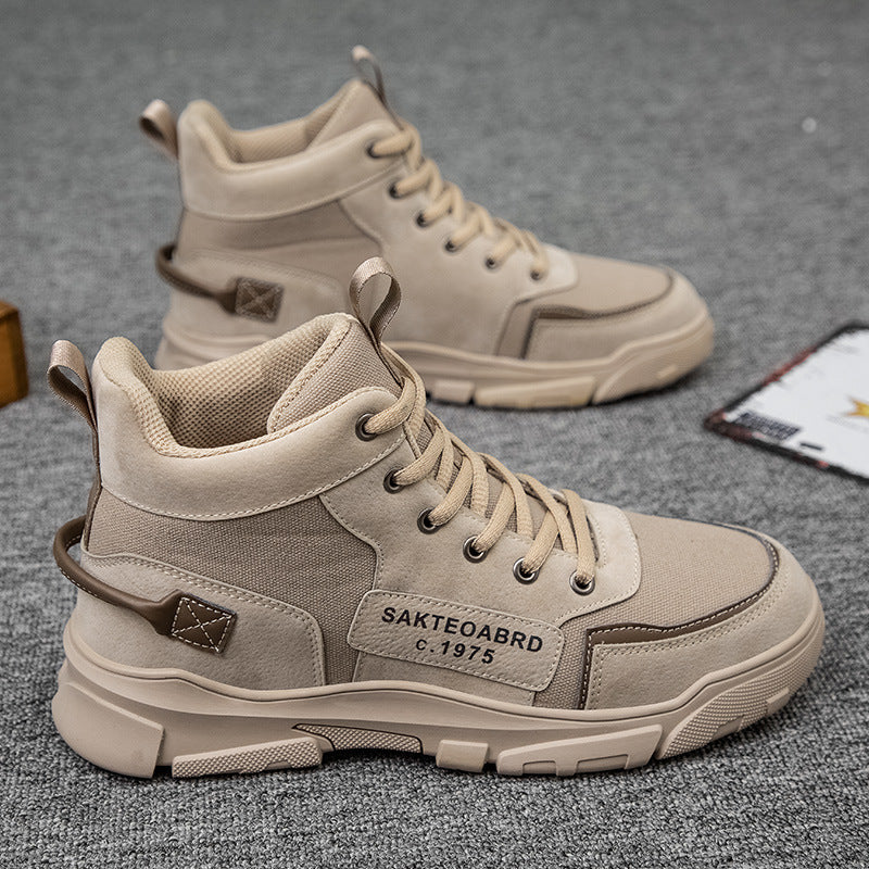 Men’s Ankle Boots – Lace-Up Martin Style Canvas Platform Shoes