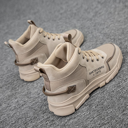 Men’s Ankle Boots – Lace-Up Martin Style Canvas Platform Shoes