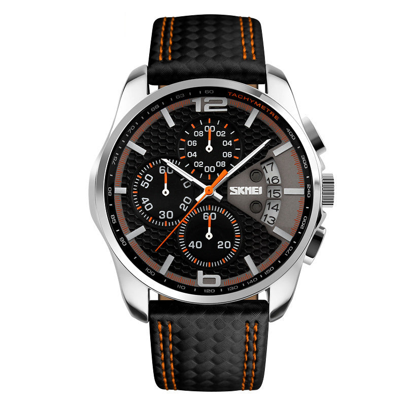 Leather Quartz Sports Watch – Men’s Luxury Casual Wristwatch