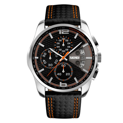 Leather Quartz Sports Watch – Men’s Luxury Casual Wristwatch