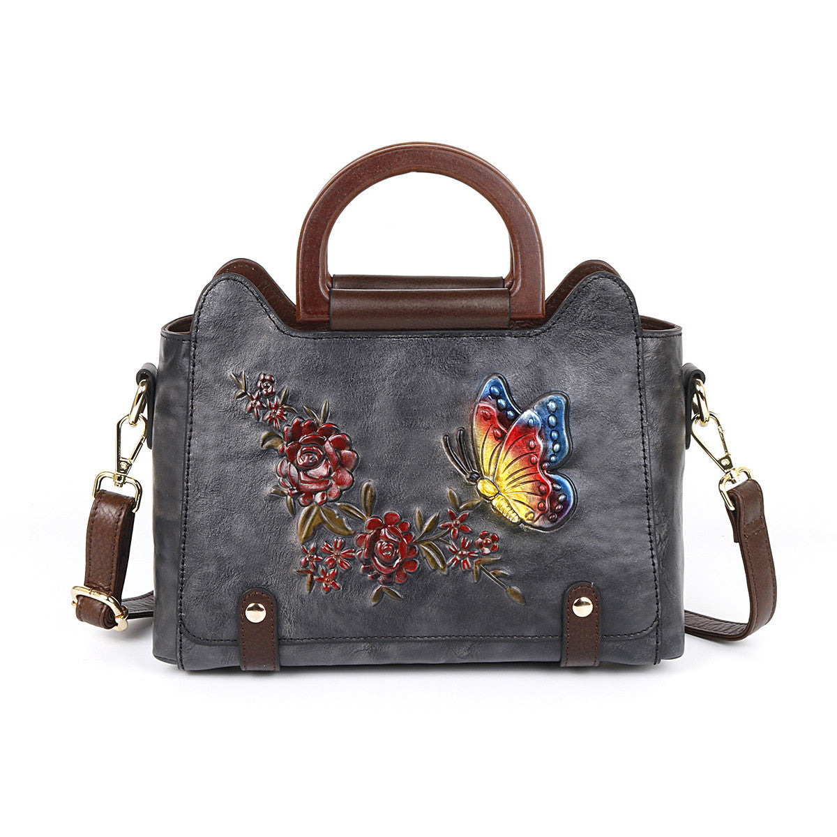 Embossed Leather Handbag – Single Shoulder Crossbody Bag