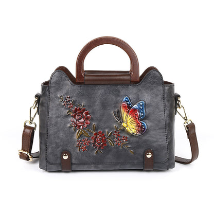 Embossed Leather Handbag – Single Shoulder Crossbody Bag