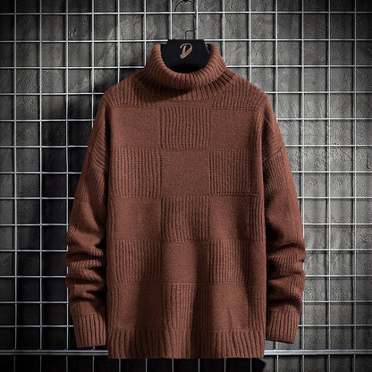 Loose Knit Bottoming Turtleneck Sweater For Men