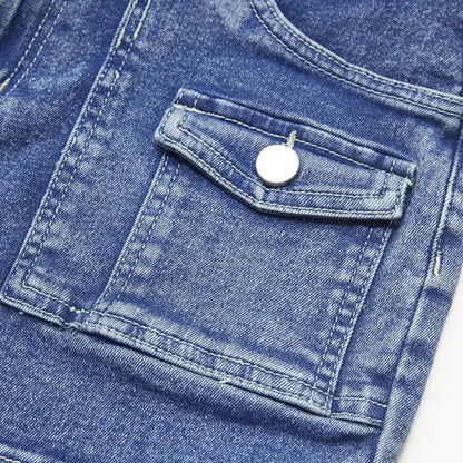 Women’s High-Waist Side Button Denim Shorts
