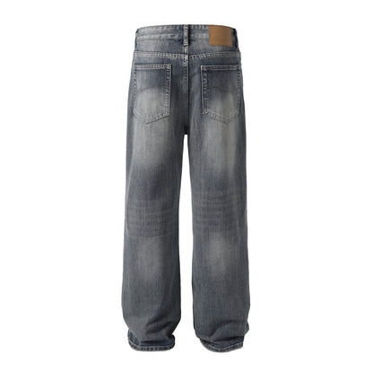 Distressed Washed Denim Trousers For Men