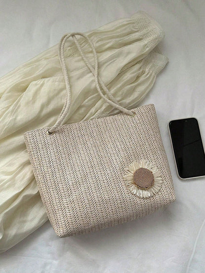 Women’s Large Capacity Shoulder Bag – New Style Korean Woven Tote Handbag